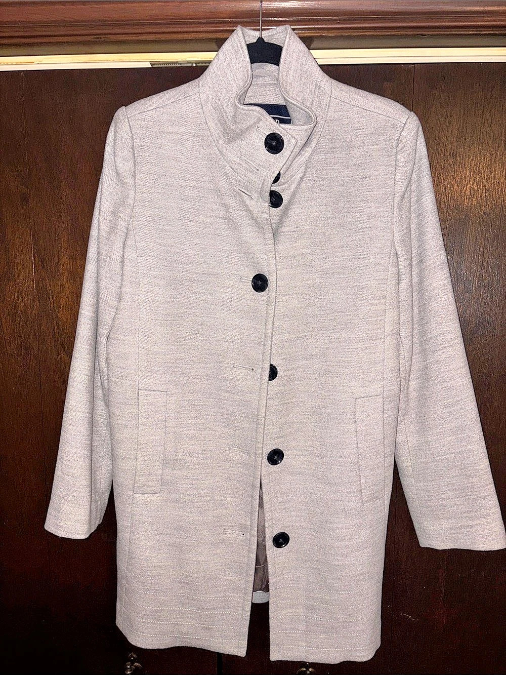 Lands' End Women's Stand Collar Coat in Gray Size 8 Like New
